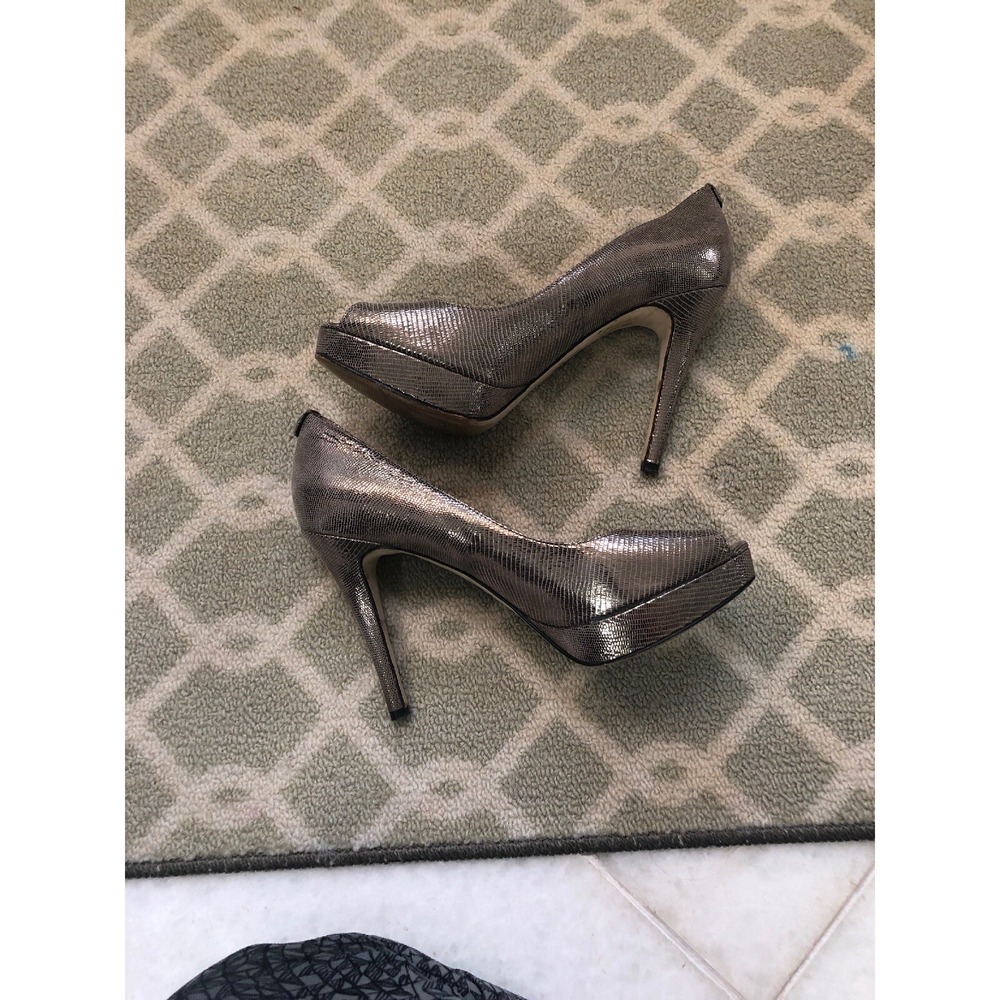 KORS Michael Kors Womens Platform Bronze Gold Tone Leather Platform 8.5 8 1/2